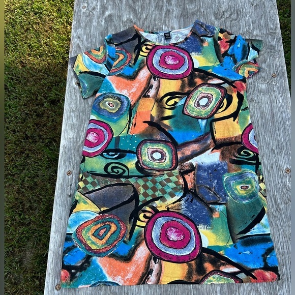 Emery rose colorful retro dress size large fall unique it girl swirl cotton - Picture 2 of 9